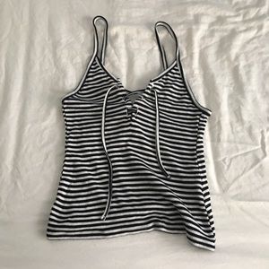 Topshop Stripped Tie Front Tank Top